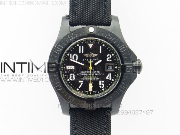 Avenger II Seawolf PVD Black Dial Yellow Markers on Black Nylon Strap A2836