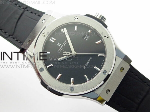 Classic Fusion 42mm SS WWF 1:1 Best Edition Black Dial On Black Gummy Strap Asian HB1112 – Bild 2