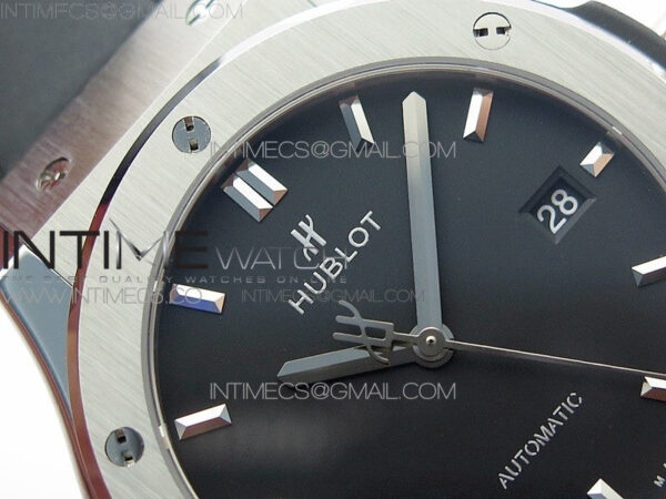 Classic Fusion 42mm SS WWF 1:1 Best Edition Black Dial On Black Gummy Strap Asian HB1112 – Bild 7