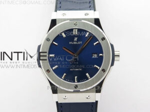 Classic Fusion 42mm SS WWF 1:1 Best Edition Blue Dial On Blue Gummy Strap Asian HB1112