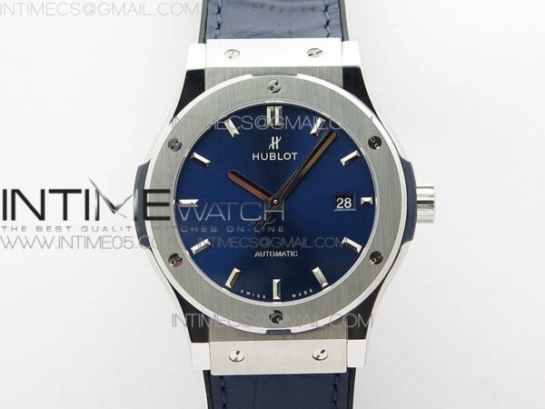 Classic Fusion 42mm SS WWF 1:1 Best Edition Blue Dial On Blue Gummy Strap Asian HB1112