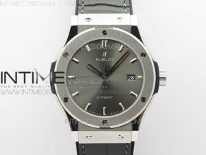 Classic Fusion 42mm SS WWF 1:1 Best Edition Gray Dial On Gray Gummy Strap Asian HB1112