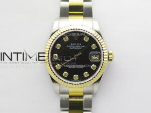 DateJust 31mm 72610 SS/YG APSF Best Edition Black Dial Crystals Markers on Oyster Bracelet A2824