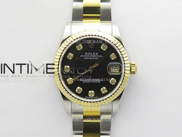 DateJust 31mm 72610 SS/YG APSF Best Edition Black Dial Crystals Markers on Oyster Bracelet A2824
