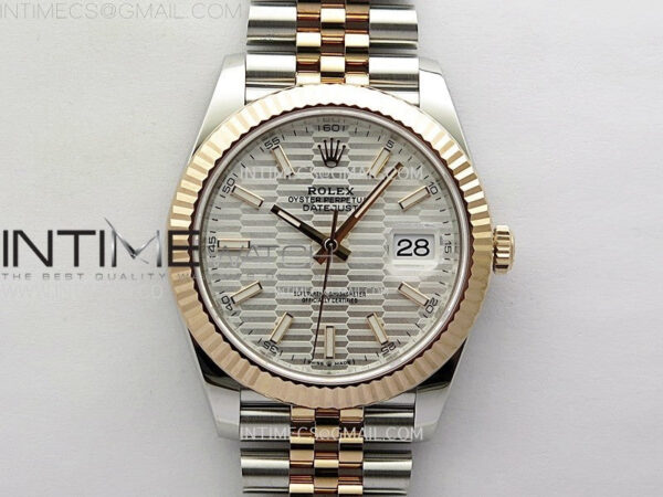DateJust 41 126331 904L SS/RG VSF 1:1 Best Edition Motif Gray Fluted Dial on Jubilee Bracelet VS3235 – Bild 2