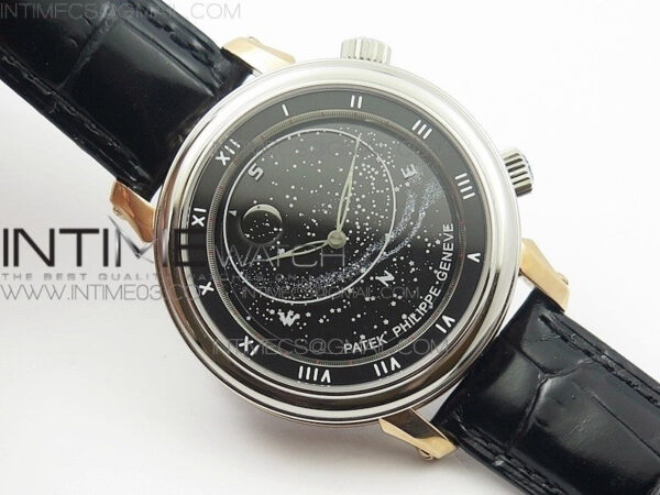 6104P Moon RG/SS Black Dial on Black Leather Strap A240 V2 – Bild 2
