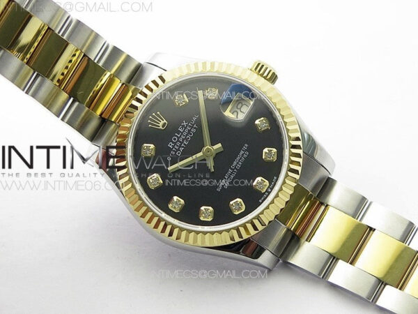 DateJust 31mm 72610 SS/YG APSF Best Edition Black Dial Crystals Markers on Oyster Bracelet A2824 – Bild 3