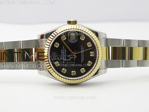 DateJust 31mm 72610 SS/YG APSF Best Edition Black Dial Crystals Markers on Oyster Bracelet A2824 – Bild 4
