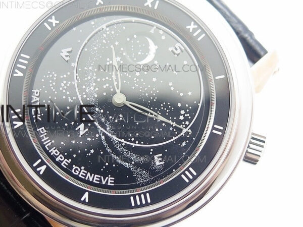 6104P Moon RG/SS Black Dial on Black Leather Strap A240 V2 – Bild 4