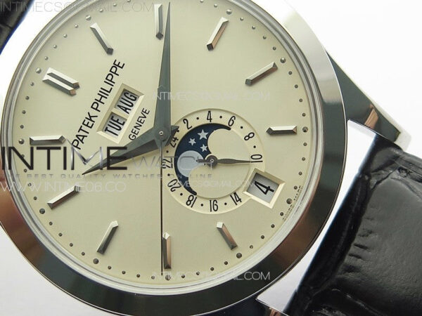 Annual Calendar Moonphase 5396 SS PPF 1:1 Best Edition White Dial on Black Leather Strap PPF324 – Bild 5