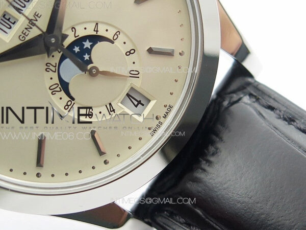 Annual Calendar Moonphase 5396 SS PPF 1:1 Best Edition White Dial on Black Leather Strap PPF324 – Bild 6