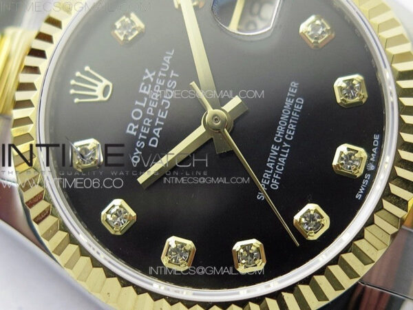 DateJust 31mm 72610 SS/YG APSF Best Edition Black Dial Crystals Markers on Oyster Bracelet A2824 – Bild 7