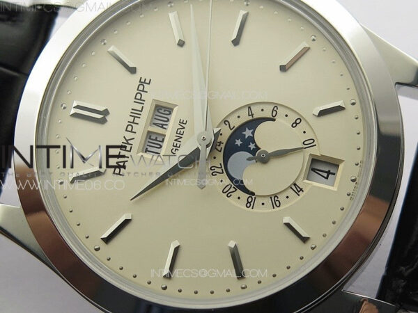 Annual Calendar Moonphase 5396 SS PPF 1:1 Best Edition White Dial on Black Leather Strap PPF324 – Bild 7