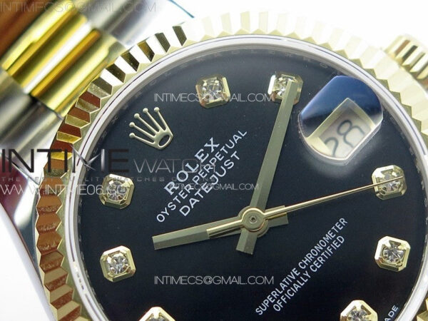 DateJust 31mm 72610 SS/YG APSF Best Edition Black Dial Crystals Markers on Oyster Bracelet A2824 – Bild 8