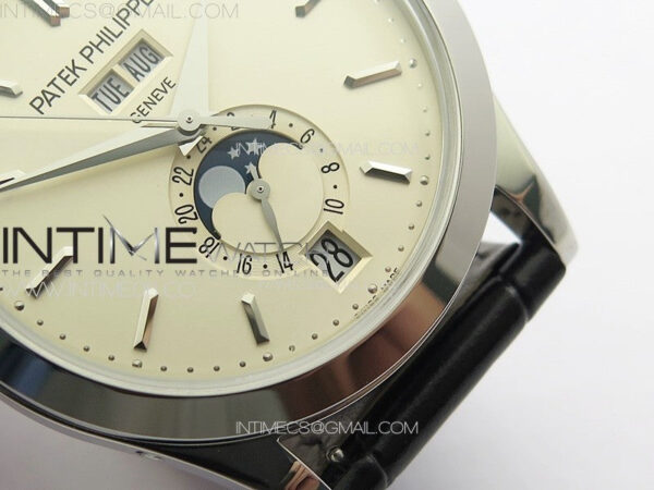 Annual Calendar Moonphase 5396 SS PPF 1:1 Best Edition White Dial on Black Leather Strap PPF324 – Bild 9