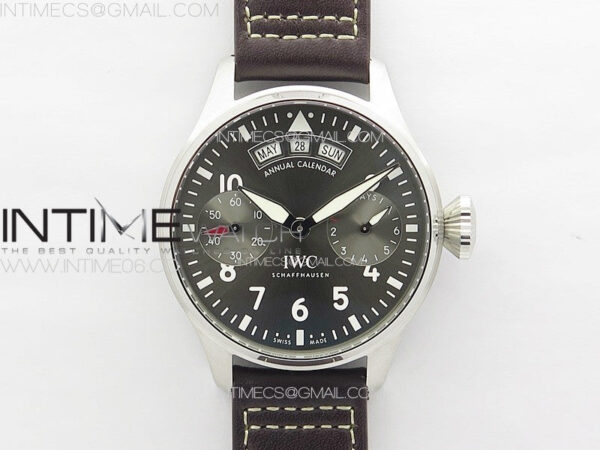 Big Pilot Annual Calendar SS IW5027 AZF 1:1 Best Edition Gray Dial on Brown Leather Strap A52850