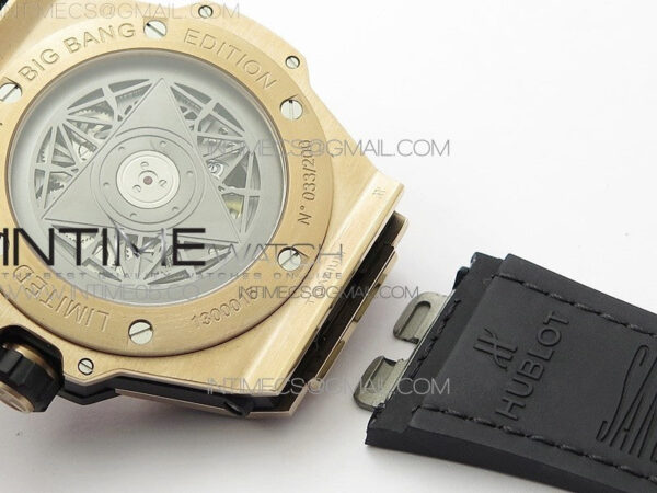 Big Bang Sang Bleu RG Ti Crystal Case Bezel WWF 1:1 Best Edition Black Skeletonal Dial On Black Gummy Strap Asian HB1213 V2 – Bild 20