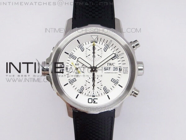 Aquatimer Costeau Diver Chrono SS White Dial on Black Rubber Strap A7750