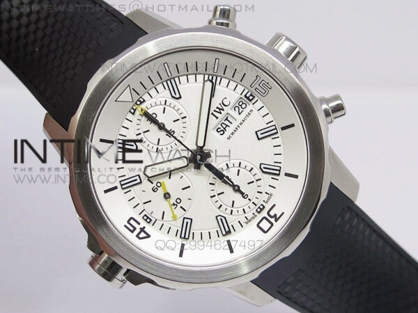 Aquatimer Costeau Diver Chrono SS White Dial on Black Rubber Strap A7750 – Bild 3