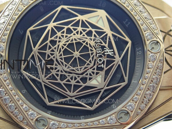 Big Bang Sang Bleu RG Ti Crystal Bezel WWF 1:1 Best Edition Black Skeletonal Dial On Black Gummy Strap Asian HB1213 V2 – Bild 4