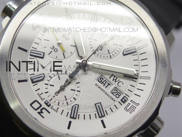 Aquatimer Costeau Diver Chrono SS White Dial on Black Rubber Strap A7750 – Bild 4
