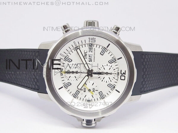 Aquatimer Costeau Diver Chrono SS White Dial on Black Rubber Strap A7750 – Bild 5