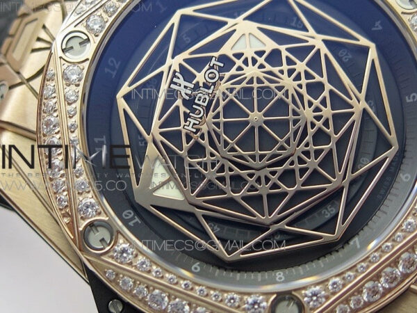 Big Bang Sang Bleu RG Ti Crystal Bezel WWF 1:1 Best Edition Black Skeletonal Dial On Black Gummy Strap Asian HB1213 V2 – Bild 6