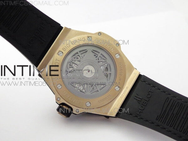 Big Bang Sang Bleu RG Ti Crystal Bezel WWF 1:1 Best Edition Black Skeletonal Dial On Black Gummy Strap Asian HB1213 V2 – Bild 17