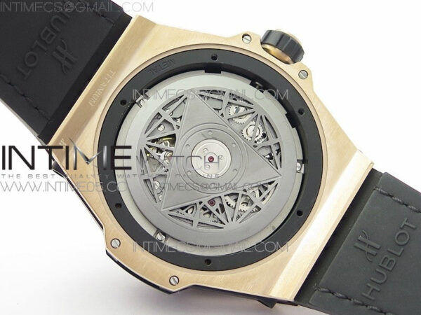 Big Bang Sang Bleu RG Ti Crystal Bezel WWF 1:1 Best Edition Black Skeletonal Dial On Black Gummy Strap Asian HB1213 V2 – Bild 19
