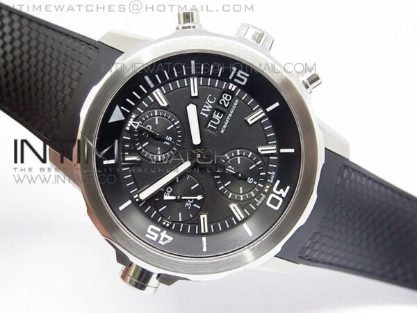 Aquatimer Costeau Diver Chrono SS Black Dial on Black Rubber Strap A7750 – Bild 2