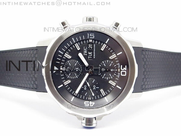 Aquatimer Costeau Diver Chrono SS Black Dial on Black Rubber Strap A7750 – Bild 3