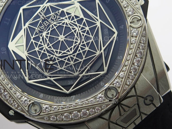 Big Bang Sang Bleu Ti Crystal Bezel WWF 1:1 Best Edition Black Skeletonal Dial On Black Gummy Strap Asian HB1213 V2 – Bild 5