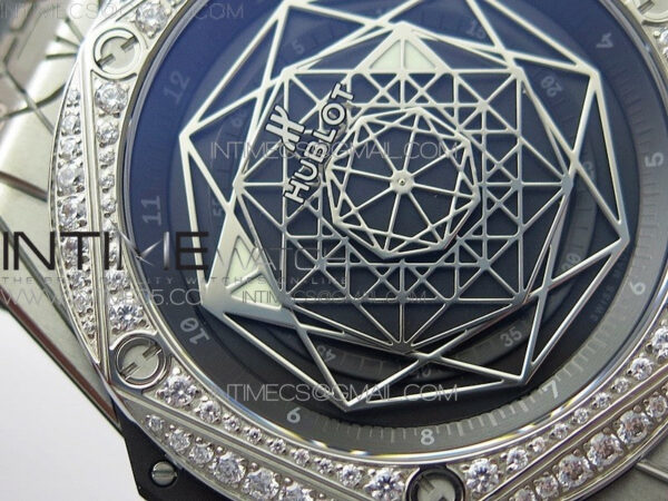 Big Bang Sang Bleu Ti Crystal Bezel WWF 1:1 Best Edition Black Skeletonal Dial On Black Gummy Strap Asian HB1213 V2 – Bild 6