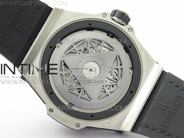 Big Bang Sang Bleu Ti Crystal Bezel WWF 1:1 Best Edition Black Skeletonal Dial On Black Gummy Strap Asian HB1213 V2 – Bild 19