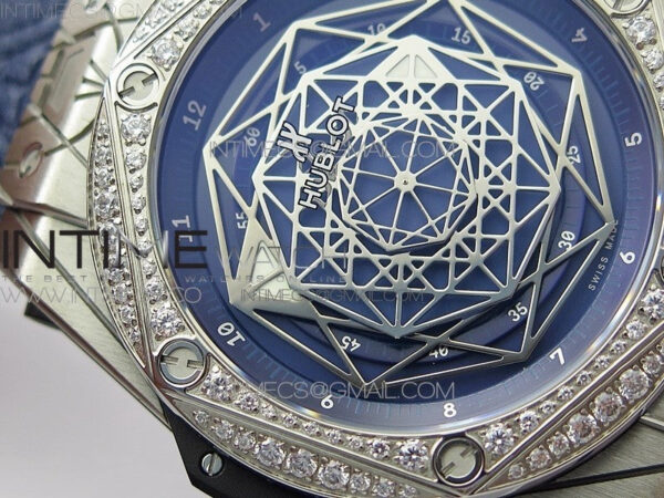 Big Bang Sang Bleu Ti Crystal Bezel WWF 1:1 Best Edition Blue Skeletonal Dial On Blue Gummy Strap Asian HB1213 V2 – Bild 6