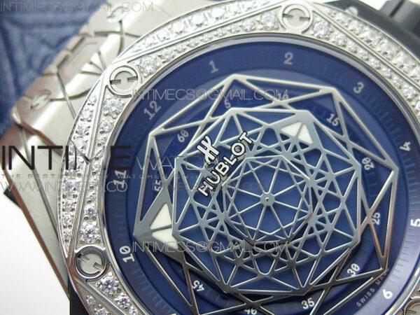 Big Bang Sang Bleu Ti Crystal Bezel WWF 1:1 Best Edition Blue Skeletonal Dial On Blue Gummy Strap Asian HB1213 V2 – Bild 7