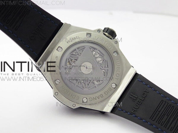 Big Bang Sang Bleu Ti Crystal Bezel WWF 1:1 Best Edition Blue Skeletonal Dial On Blue Gummy Strap Asian HB1213 V2 – Bild 17