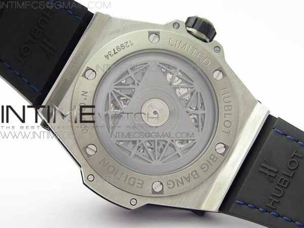 Big Bang Sang Bleu Ti Crystal Bezel WWF 1:1 Best Edition Blue Skeletonal Dial On Blue Gummy Strap Asian HB1213 V2 – Bild 18