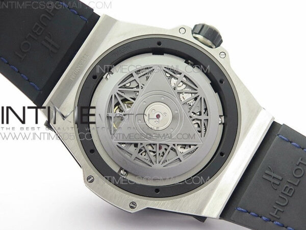 Big Bang Sang Bleu Ti Crystal Bezel WWF 1:1 Best Edition Blue Skeletonal Dial On Blue Gummy Strap Asian HB1213 V2 – Bild 19