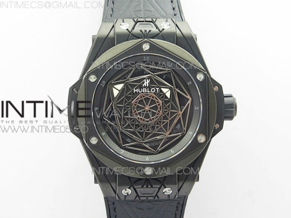 Big Bang Sang Bleu DLC Ti WWF 1:1 Best Edition Black Skeletonal Dial On Black Gummy Strap Asian HB1213 V2