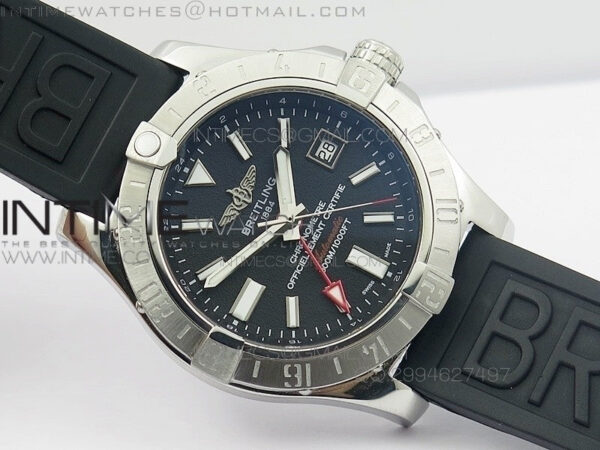 Avenger GMT SS Black Sticks Marker Dial on Rubber strap A2836 – Bild 2
