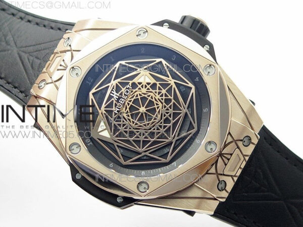 Big Bang Sang Bleu RG Ti WWF 1:1 Best Edition Black Skeletonal Dial On Black Gummy Strap Asian HB1213 V2 – Bild 2