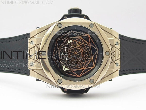 Big Bang Sang Bleu RG Ti WWF 1:1 Best Edition Black Skeletonal Dial On Black Gummy Strap Asian HB1213 V2 – Bild 3