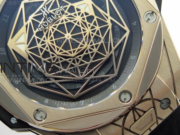 Big Bang Sang Bleu RG Ti WWF 1:1 Best Edition Black Skeletonal Dial On Black Gummy Strap Asian HB1213 V2 – Bild 5