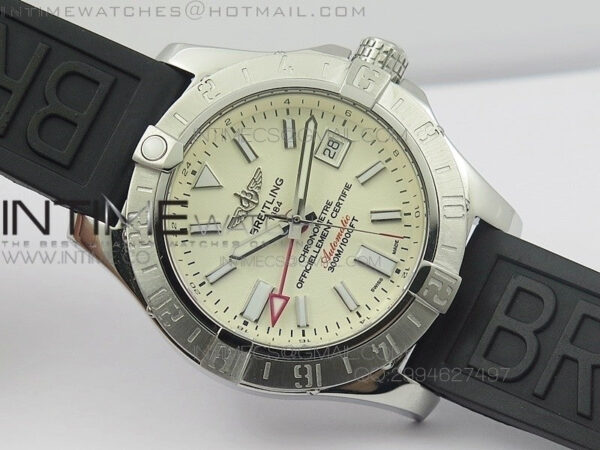 Avenger GMT SS White Sticks Marker Dial on Rubber strap A2836 – Bild 14
