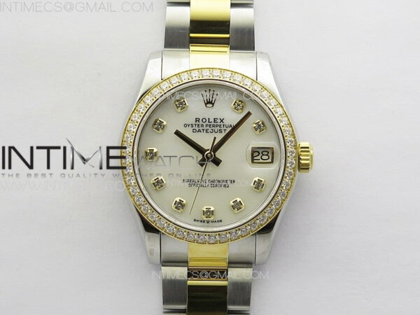 DateJust 31mm 72610 SS/YG Crystals Bezel APSF Best Edition White MOP Dial Crystals Markers on Oyster Bracelet A2824 – Bild 3
