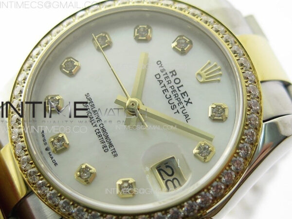 DateJust 31mm 72610 SS/YG Crystals Bezel APSF Best Edition White MOP Dial Crystals Markers on Oyster Bracelet A2824 – Bild 5