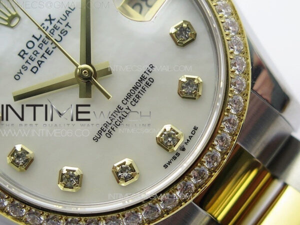 DateJust 31mm 72610 SS/YG Crystals Bezel APSF Best Edition White MOP Dial Crystals Markers on Oyster Bracelet A2824 – Bild 6