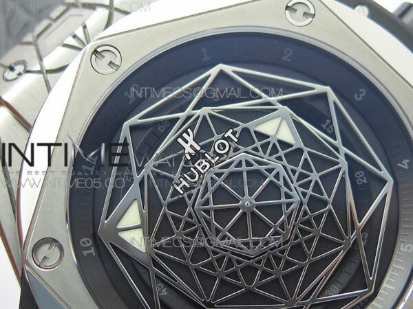 Big Bang Sang Bleu Ti WWF 1:1 Best Edition Black Skeletonal Dial On Black Gummy Strap Asian HB1213 V2 – Bild 4