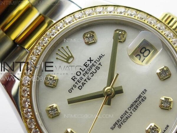 DateJust 31mm 72610 SS/YG Crystals Bezel APSF Best Edition White MOP Dial Crystals Markers on Oyster Bracelet A2824 – Bild 9